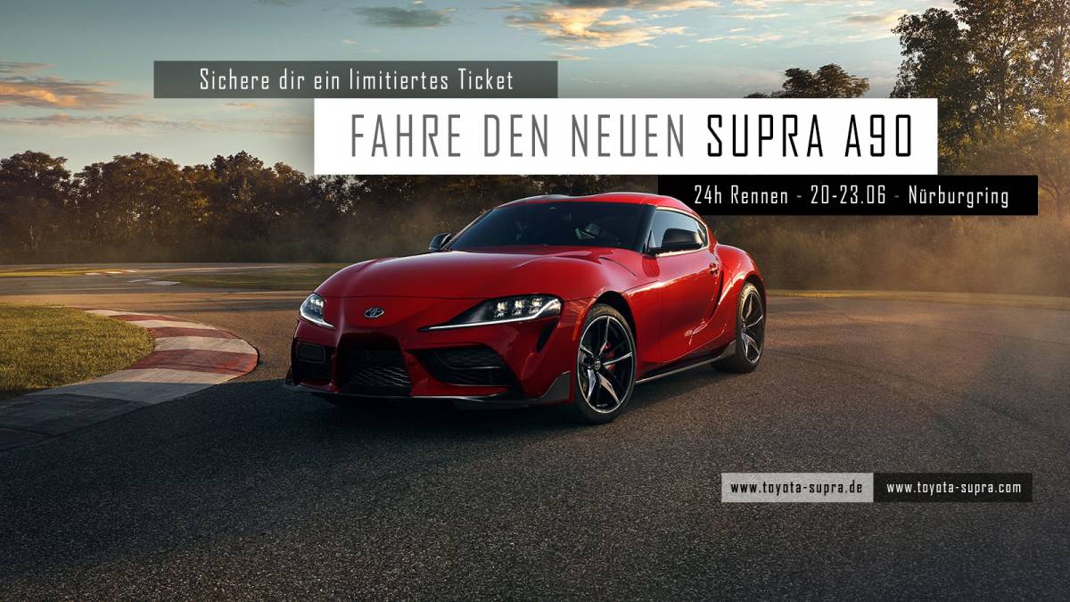 Fahre den neuen Supra A90 mit Toyota und der deutschen Supra Community exklusiv am 24h Rennen am Nürburgring