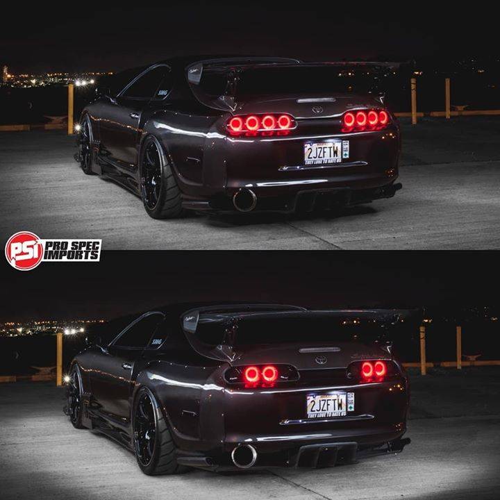 Photo of ProSpecImports Top or bottom? Well you can have both when you opt for the switch upgrade on the Sniper Ring LED Supra tails 🙌 @2jz_ftw badass carbon Supra featured here with the 'Black Ops' Edition 🖤